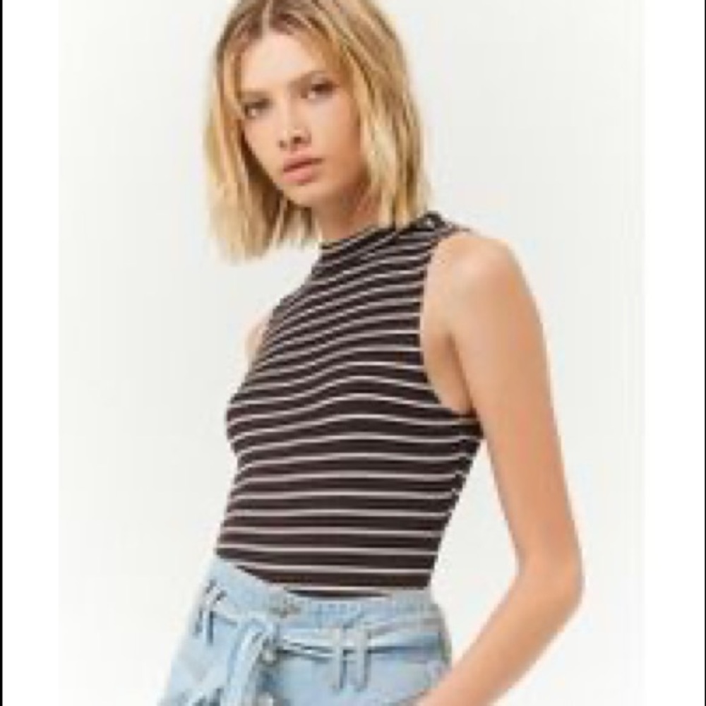 F21 Striped body suit - brown